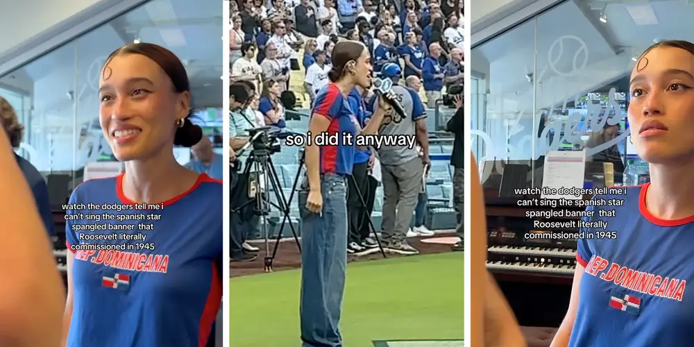 Singer Nezza gets told she can’t sing the Spanish Star Spangled Banner at the LA Dodger stadium. She does it anyway