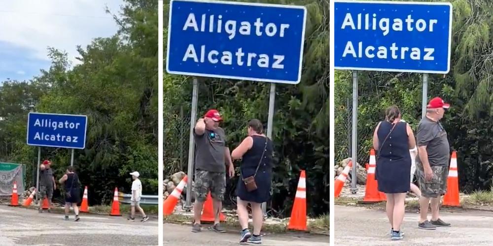 Trump supporters are taking selfies with the Alligator Alcatraz sign