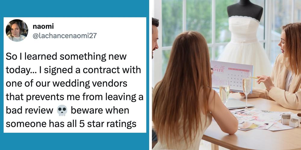 “This is illegal”: Bride says wedding vendor contract banned bad reviews—and she’s not the only one