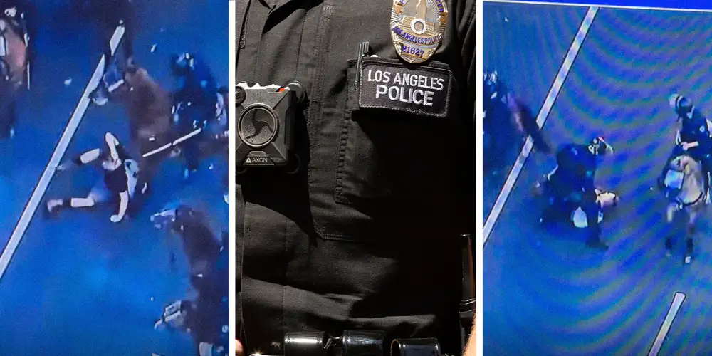 “When they think no one’s looking”: Video shows LAPD officers stomping Los Angeles protestor while on horseback