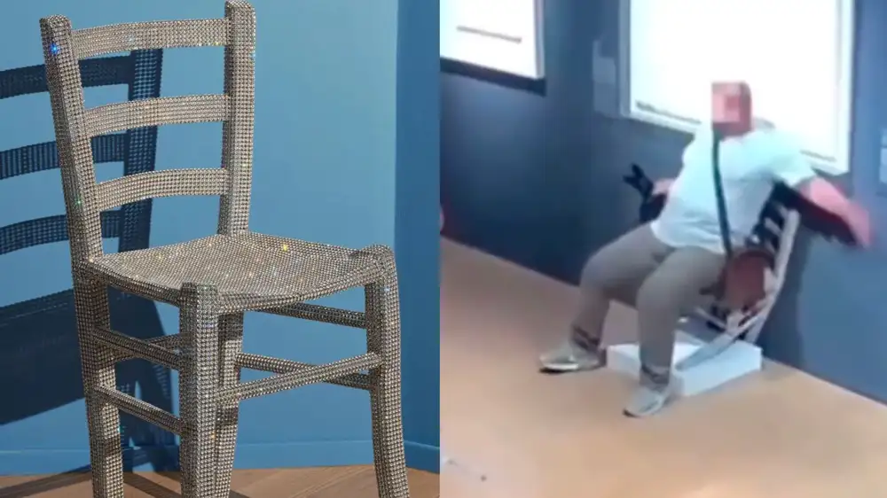 Tourist destroys priceless “Van Gogh” chair in museum by sitting on it