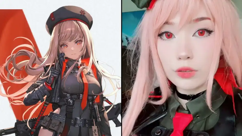 Twitch streamer Emiru is throwing the first pitch at an MLB game in full Nikke cosplay