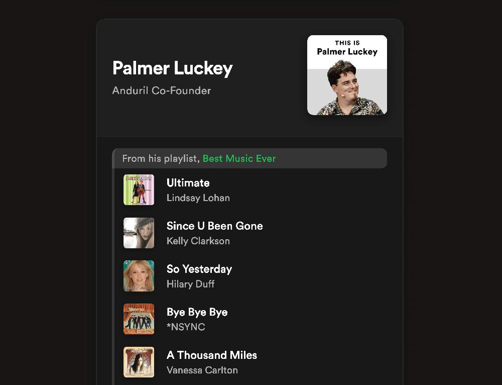 Spotify’s terrible privacy settings just leaked Palmer Luckey’s bops and bangers