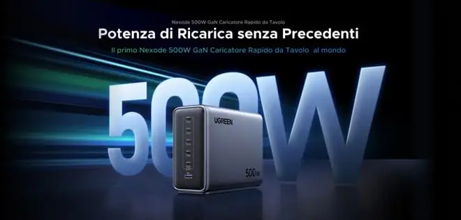 Arriva UGREEN Nexode 500W: il caricatore GaN da scrivania più potente al mondo