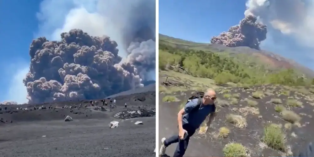 Sicily’s Mount Etna erupts without warning, social media captures tourist panic