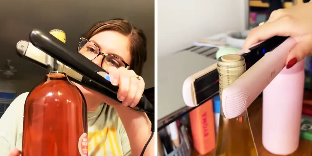 Forget the wine bottle opener. Woman shares how to uncork a bottle using a straightening iron