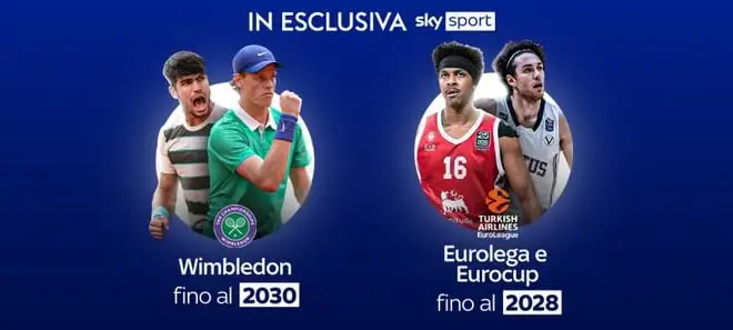 Wimbledon su Sky e Now in esclusiva fino al 2030, c'è anche il grande basket europeo