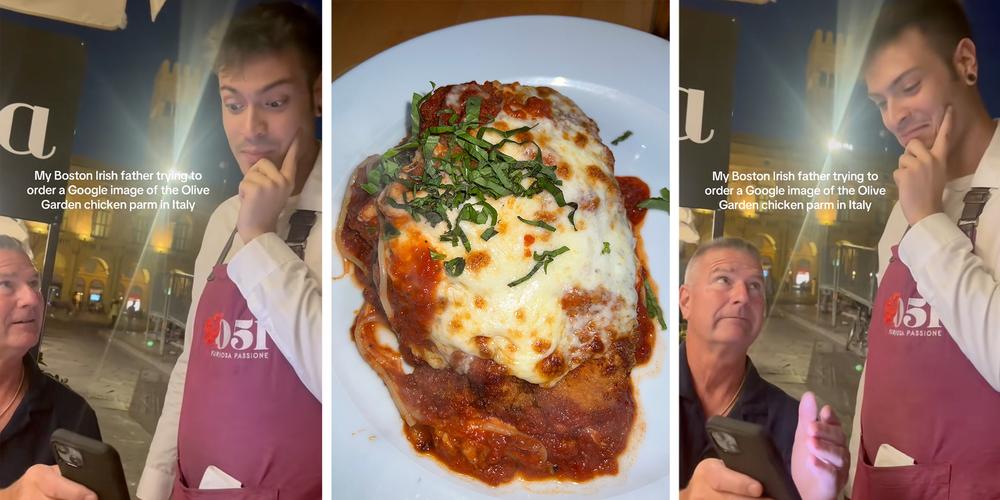 “On the pasta?”: American tourist asks for an Olive Garden-style chicken parm in Italy. The Italian waiter’s response is perfect