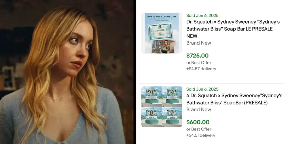 “Getting $300+ each for them”: People are reselling Sydney Sweeney’s bathwater soap for hundreds on eBay