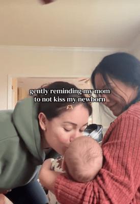 “I would be so sad”: First-time mom lightly “slaps” grandma who tried to kiss her newborn