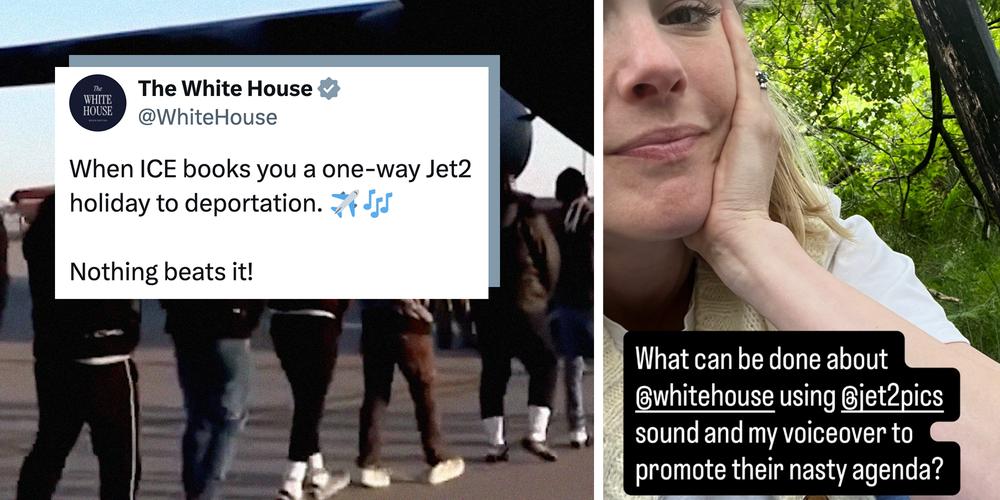 “This is vile”: Jet2holidays voice actress pushes back at Trump White House using meme to hype deportations