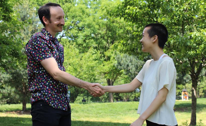Woman Making Game-Time Decision Between ‘So Nice to Meet You’ and ‘So Good to See You Again’