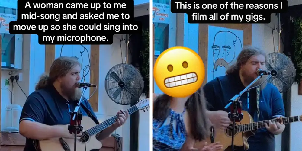 Woman walks up to local artist at bar, asks to sing. When he tells her no, she does it anyway