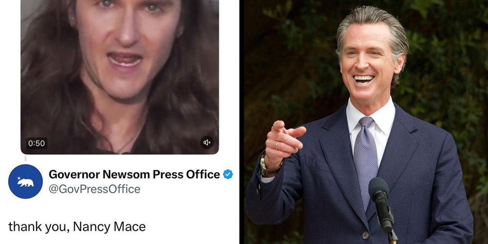 What’s behind Gavin Newsom’s “Thank you, Nancy Mace” tweet? Posting like Trump and misgendering the South Carolina representative