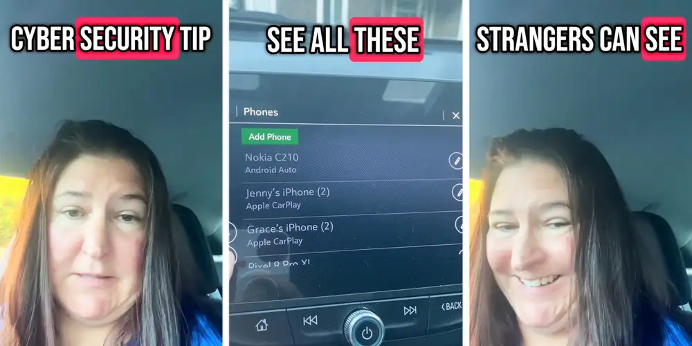 ‘I want to show you what strangers can see’: Woman issues ‘cybersecurity’ warning to people who connect their phones in rental cars